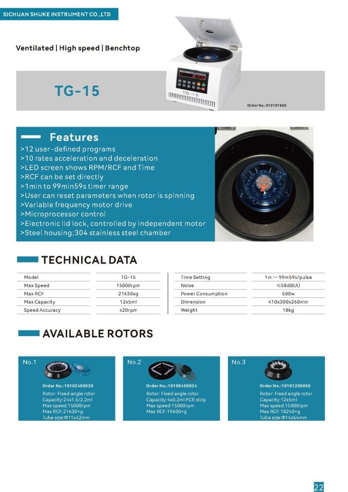 Shuke TG-15 Santrifüj (0-15.000 Rpm)