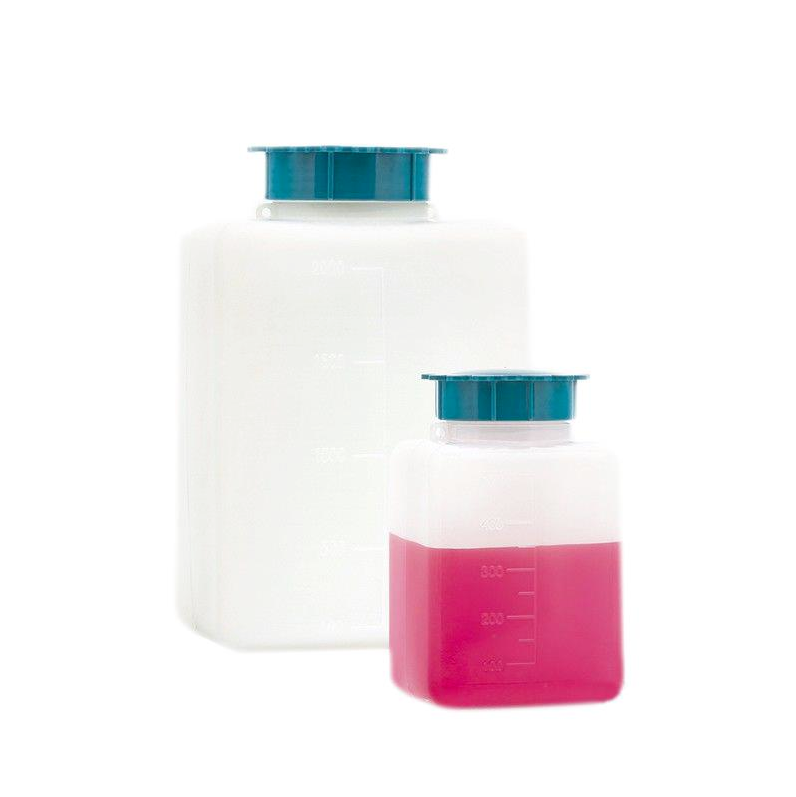 ISOLAB Mühür Takılabilir Vidalı Kapaklı P.E. Şeffaf Kare Şişe - 500 ml - S.061.07.500