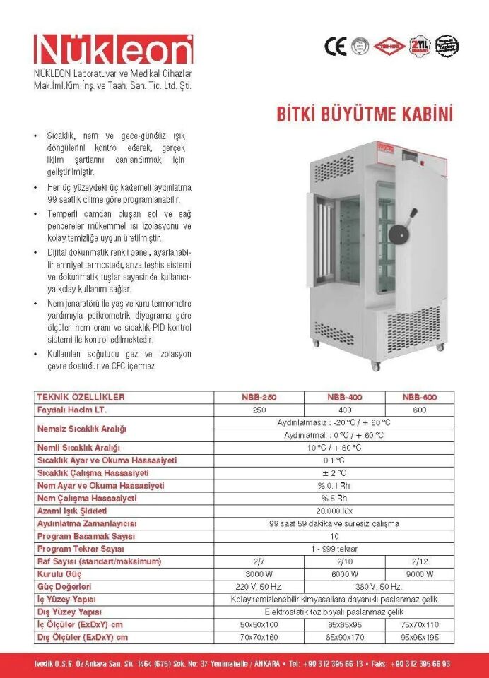 Nükleon NBB600 Bitki Büyütme Kabini -20... 60 °C / 600 L