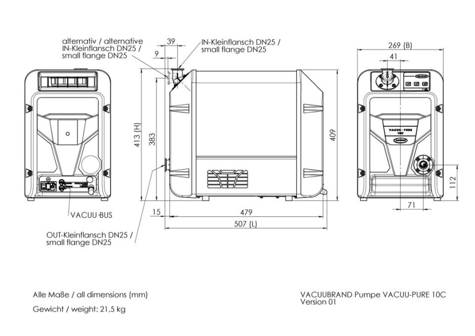 Vacuubrand VACUU PURE 10C Kuru Vidalı Vakum Pompası