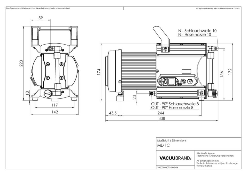 Vacuubrand MD 1 C Kimyasallara Dayanıklı Vakum Pompası