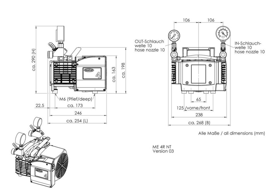 Vacuubrand ME 4R NT Diaframlı Vakum Pompası + Kompresör