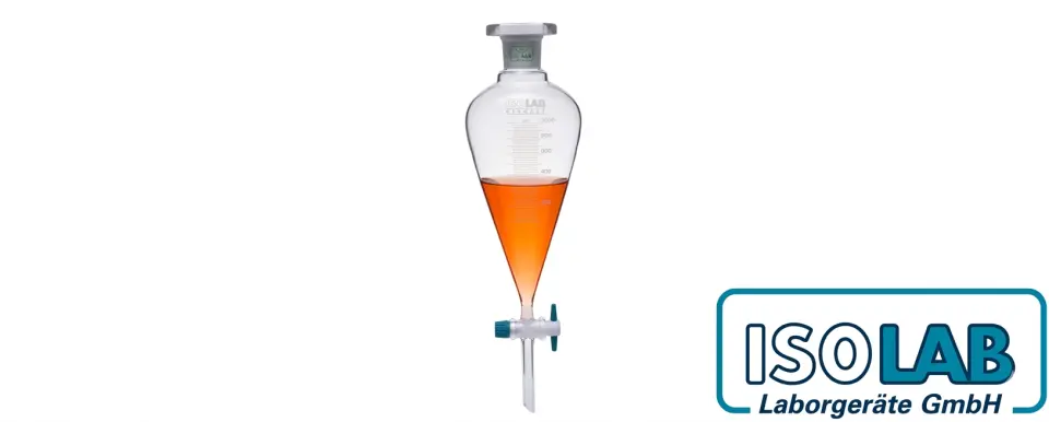 ISOLAB Cam Ayırma Hunisi Konik Dereceli - PTFE Musluklu-NS29/32-1000mL