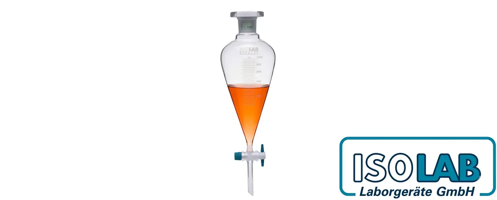 ISOLAB Cam Ayırma Hunisi Konik Dereceli - PTFE Musluklu-NS29/32-2000mL