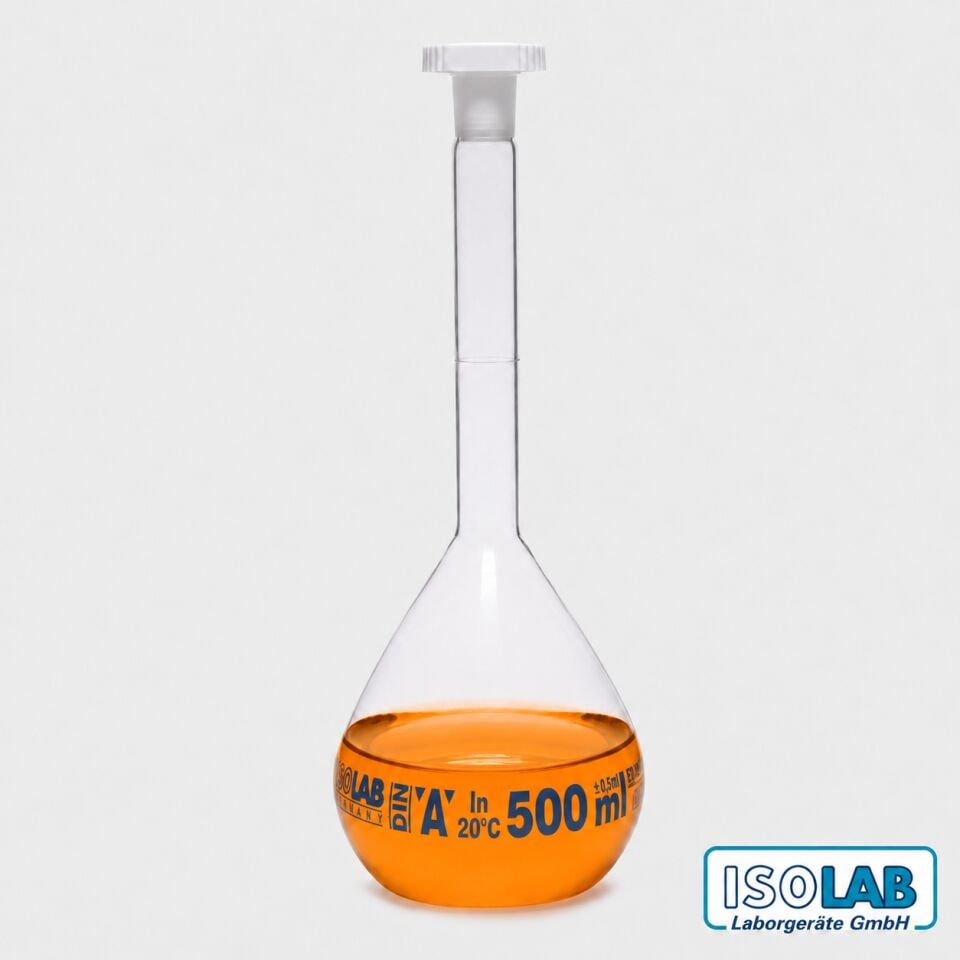ISOLAB Yüzey Kaplı Cam Balon Joje 500 ml– Şeffaf – Class A – NS 19/26 – 2 Adet