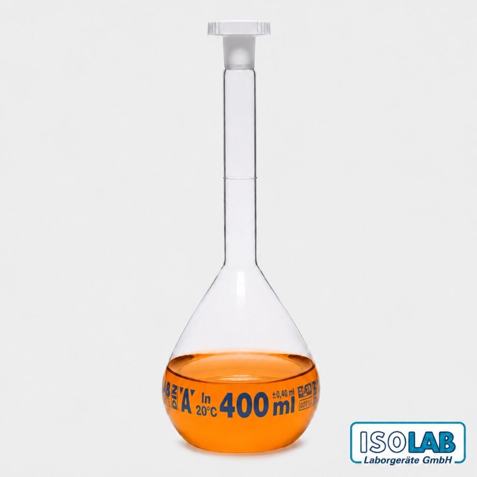 ISOLAB Yüzey Kaplı Cam Balon Joje 400 ml – Şeffaf – Class A – NS 19/26 – 2 Adet