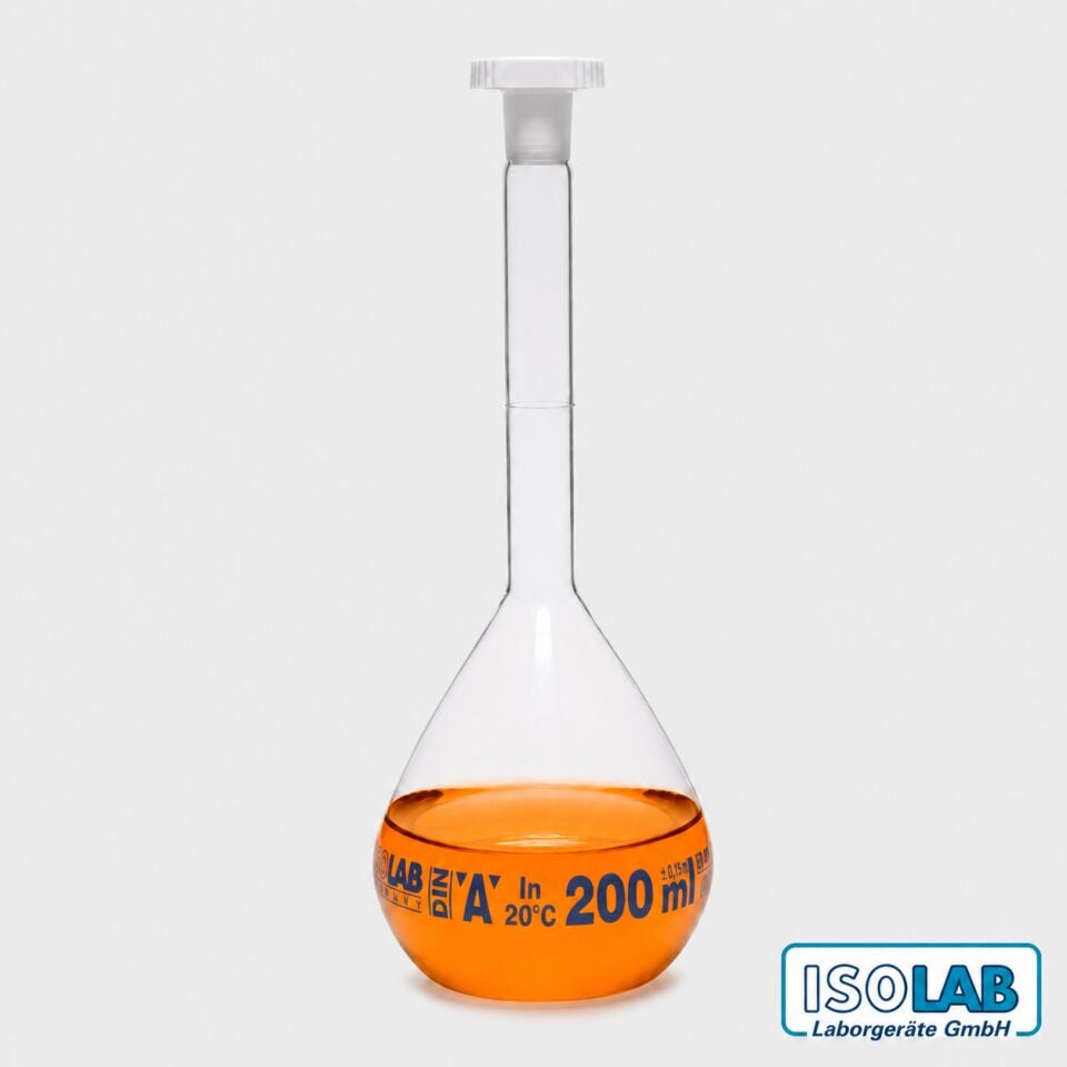 ISOLAB Yüzey Kaplı Cam Balon Joje 200 ml – Şeffaf – Class A – NS 14/23 – 2 Adet
