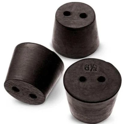 Kauçuk Tıpa Çift Delikli, Siyah, (27.5 mm-32.5 mm)