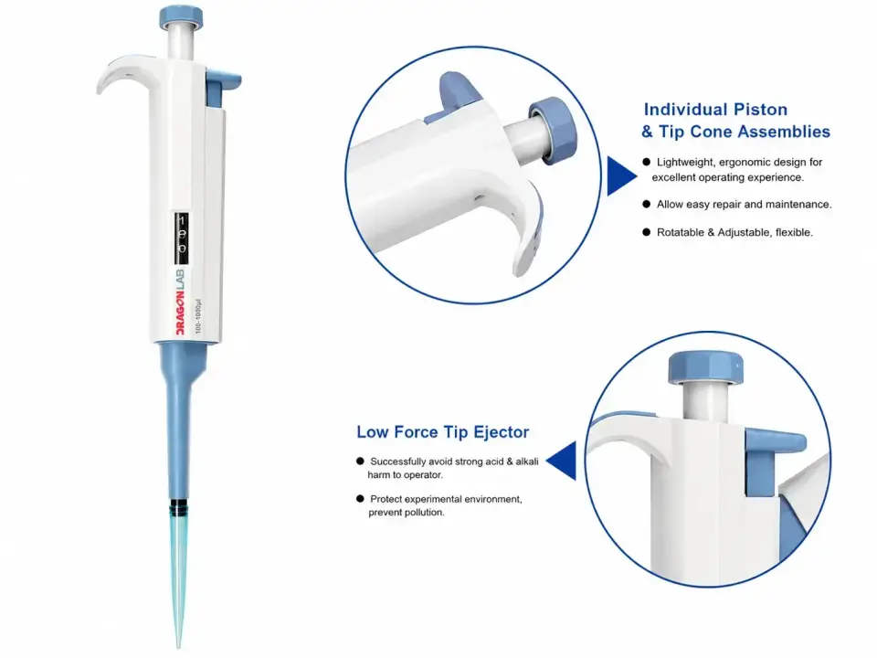 DLAB TopPette Ayarlanabilir Otomatik Pipet 2-20 μL