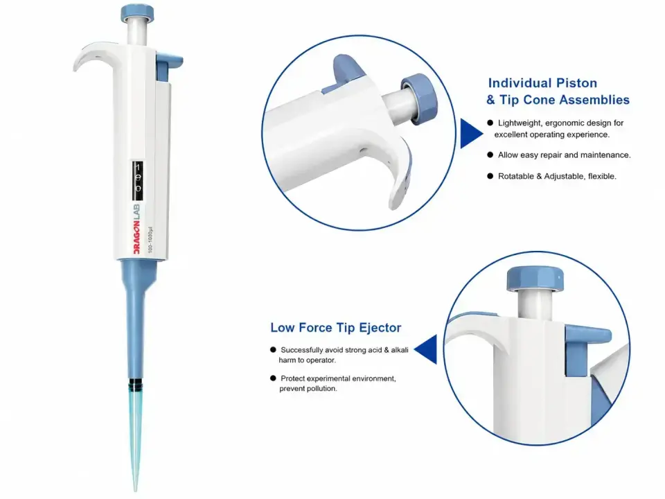 DLAB TopPette Ayarlanabilir Otomatik Pipet 10-100 μL