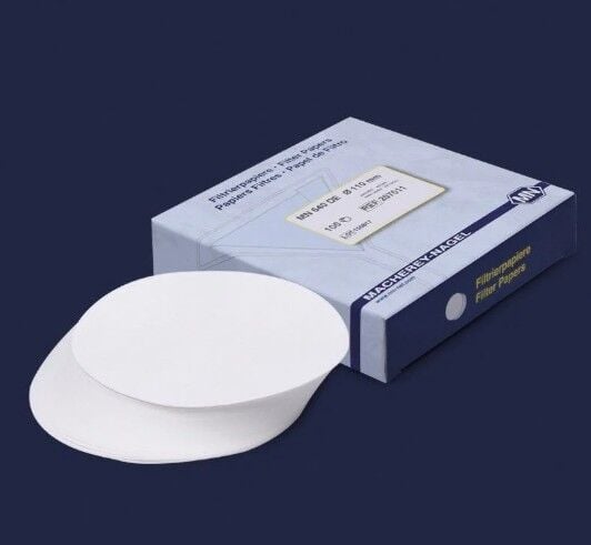 ISOLAB 106.01.125 Filtre Kağıdı, Kalitatif, M&Nagel, 125 mm, Mavi Bant, Yavaş Akış Hızı (100 adet)