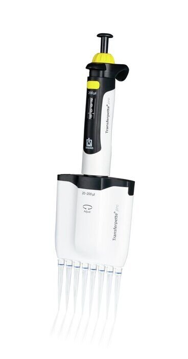 Brand 706910 Multi-Channel Mikropipet (Digital ayarlı 8'li 20-200 ul Uç Kutusu,Racklı Uç,Askı ve Numune Kabı ile Birlikte)