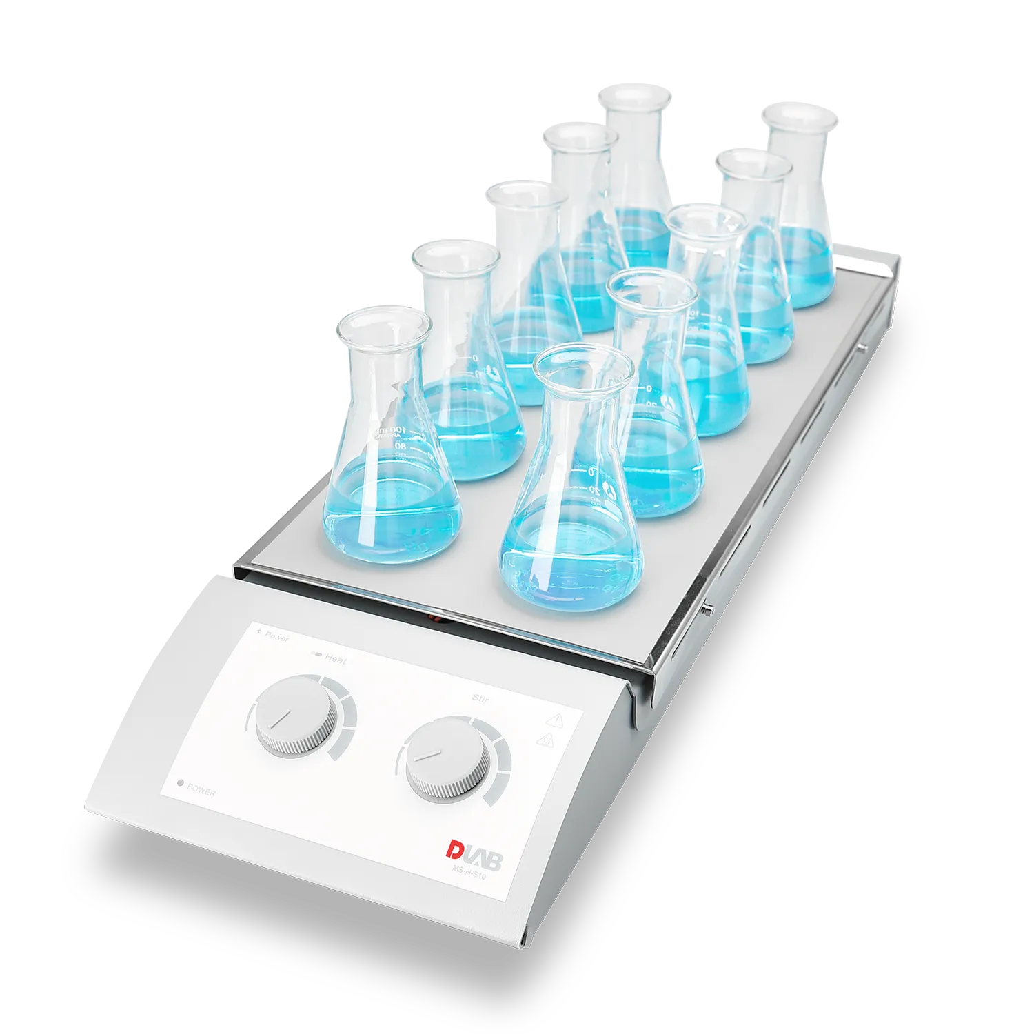 DLAB MS-H-S10 10 Pozisyonlu Isıtıcılı Manyetik Karıştırıcı - 0...1100 rpm / 10 × 0,4 L / 120 °C
