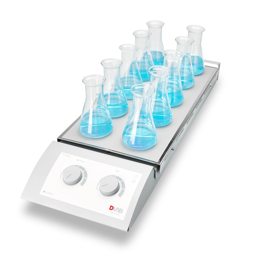 DLAB MS-H-S10 10 Pozisyonlu Isıtıcılı Manyetik Karıştırıcı - 0...1100 rpm / 10 × 0,4 L / 120 °C