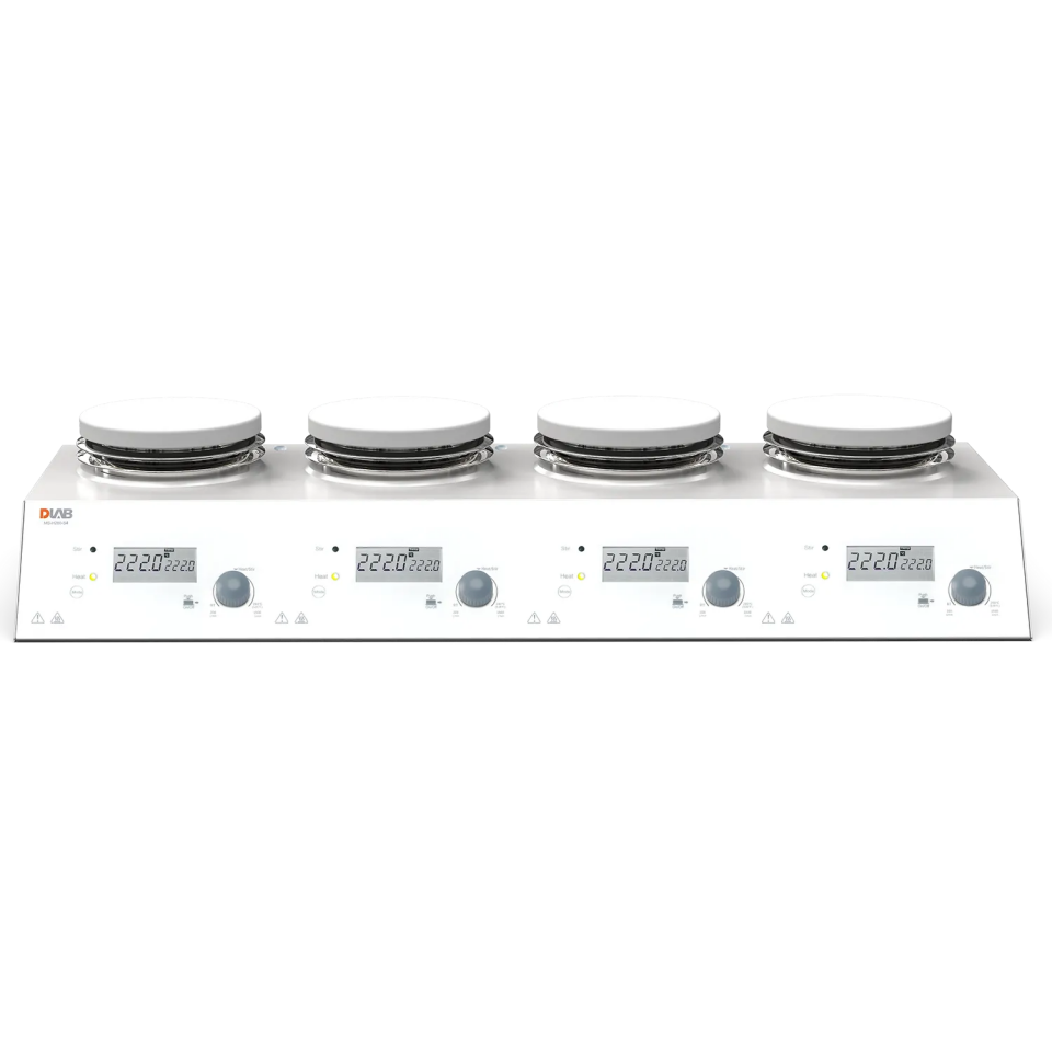 DLAB MS-H340-S4 LCD 4 Kanallı Isıtıcılı Manyetik Karıştırıcı - 200...1500 rpm / 4 × 10 L / 340 °C